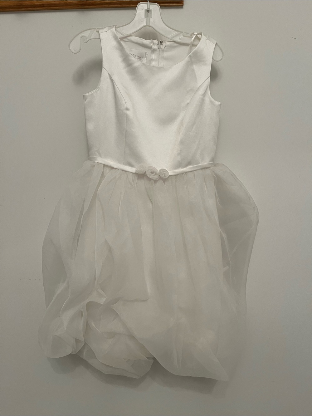 White Girls' Satin & Organza Party Dress